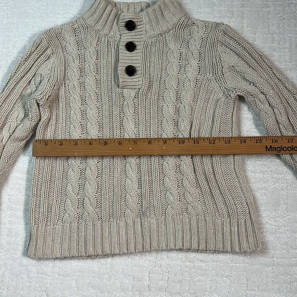 Old Navy cable knit mock neck beige long sleeves cotton fisherman sweater 5T - Picture 3 of 7